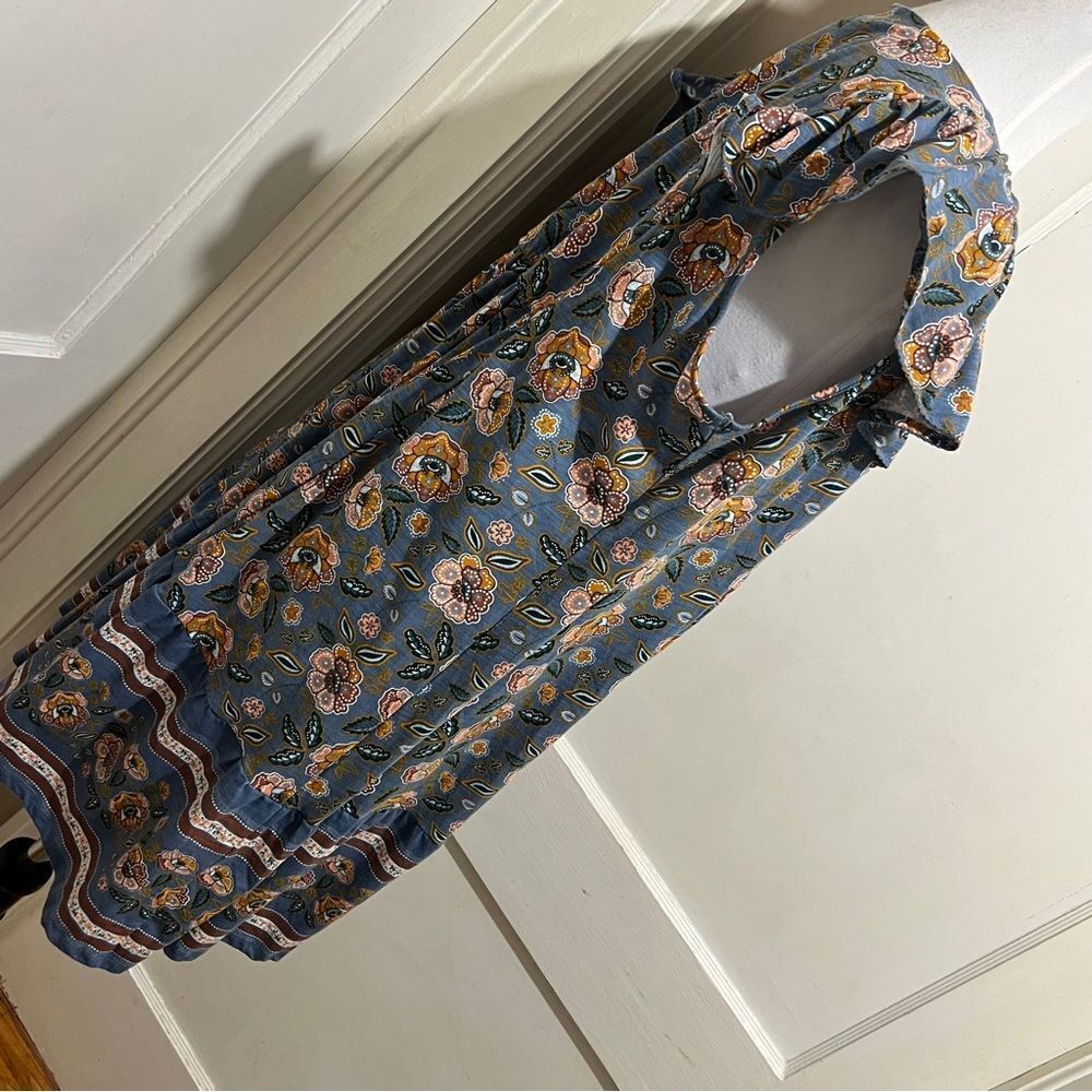 Matilda Jane Blue and Brown Striped Floral Dress Womens Large - Picture 6 of 11